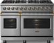 Viking® 5 Series 48" Stainless Steel Pro Style Dual Fuel (NG) Range with Brushed Brass Trim-2