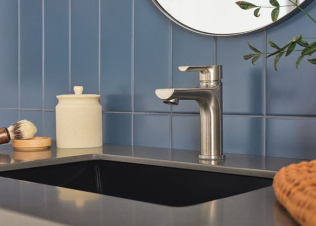 Peerless Flute™ Brushed Nickel 8" Single Top Handle Lavatory Faucet-1