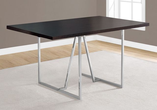 Monarch Specialties Inc. Espresso Dining Table with Chrome Base-1