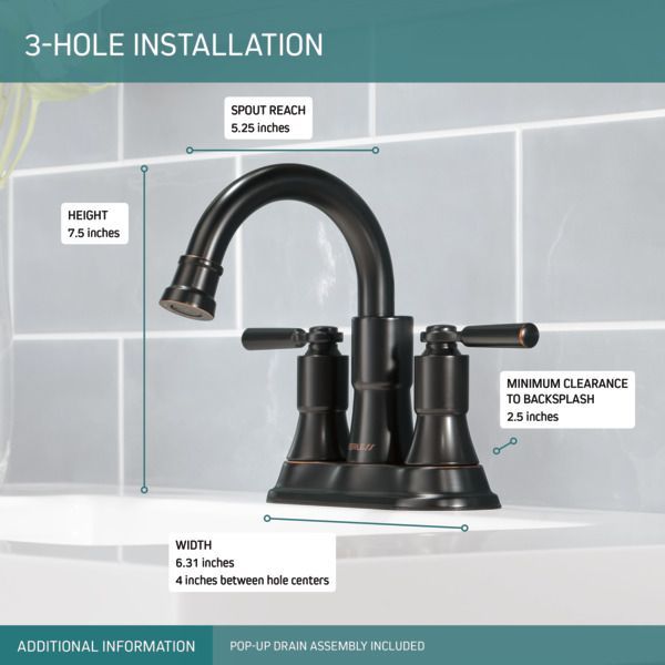 Peerless Westchester® Oil Rubbed Bronze 2-Handle Centerset Bathroom Faucet-3