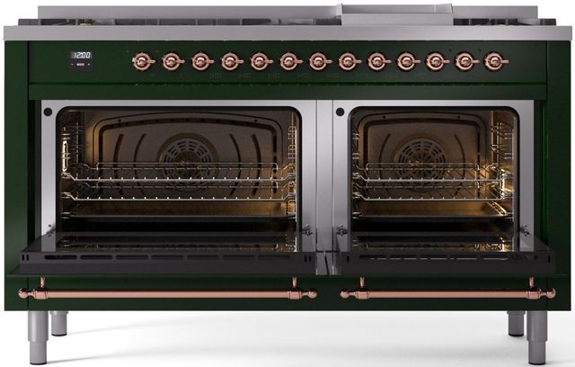 Ilve® Nostalgie II Series 60" Emerald Green Pro Style Dual Fuel Range-1