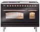 Ilve® Nostalgie II Series 48" Glossy Black Pro Style Dual Fuel Range-1