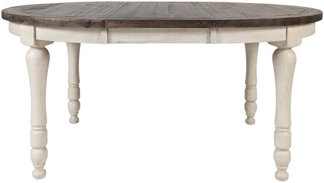 Jofran Inc. Madison County Barnwood Round to Oval Dining Table with Vintage White Base-2