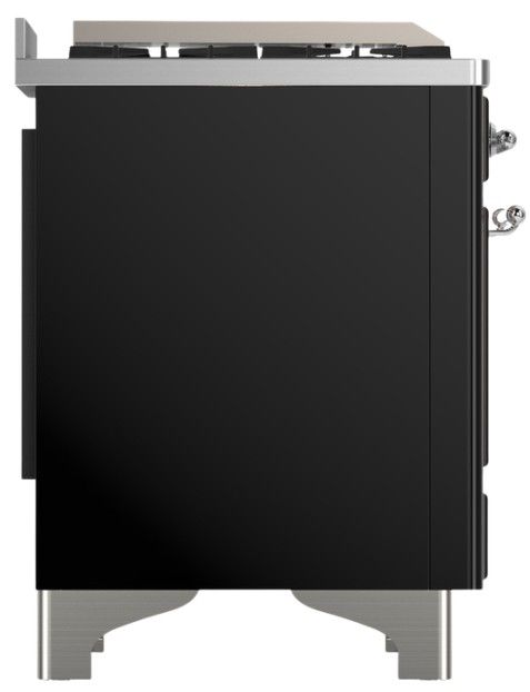 Ilve® Majestic III 40" Glossy Black Pro Style Dual Fuel Liquid Propane Range with Solid Door and Chrome Trim-3