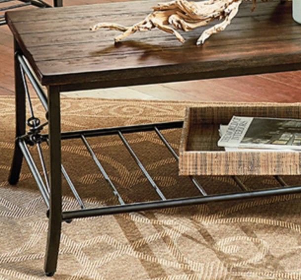 American Wholesale Furniture Ainsley 3-Piece Dark Pewter/Rustic Brown Table Set-2