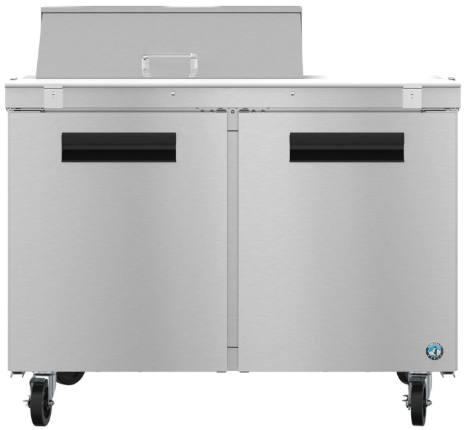 Hoshizaki 48" 13.66 Cu. Ft. Stainless Steel Two Section Sandwich Prep Table Refrigerator with Innovative Air Distribution System