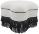 Sagebrook Home White Clover Ottoman with Black Fringes-0