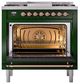 Ilve® Nostalgie II Noblesse 36'' Emerald Green Pro Style Dual Fuel Range with Copper Trim-2
