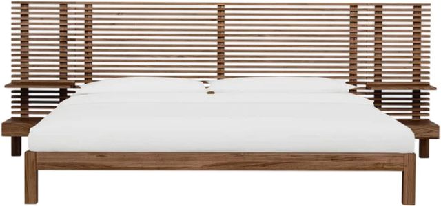 Modus Furniture Tanner Brown Roux Full Panel Bed with Integrated Nightstands-2