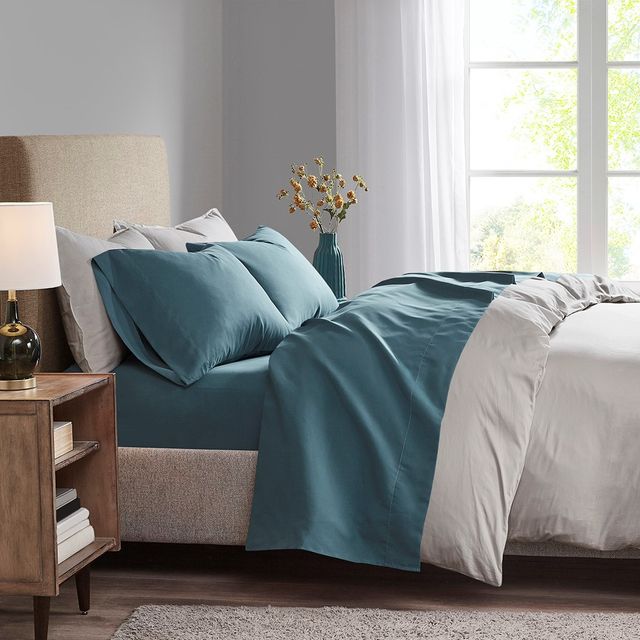 Olliix by Madison Park Teal Queen 3M Microcell All Season Moisture Wicking Lightweight Sheet Set-3