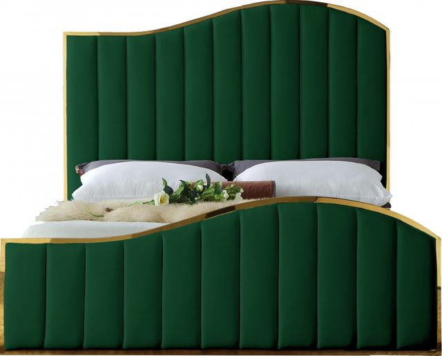 Meridian Furniture Jolie Green Queen Upholstered Panel Bed-1