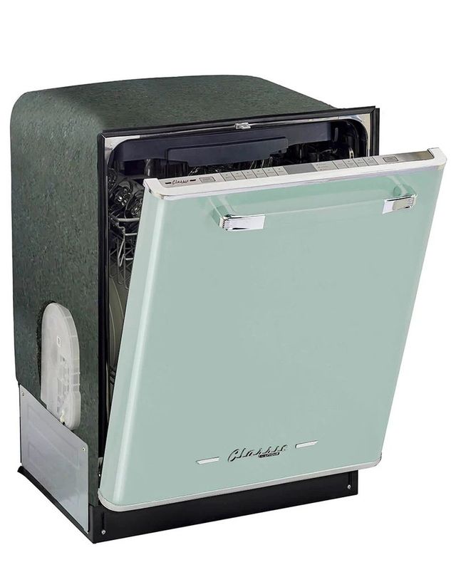 Unique® Appliances Classic Retro 24" Summer Mint Green Built In Dishwasher-3