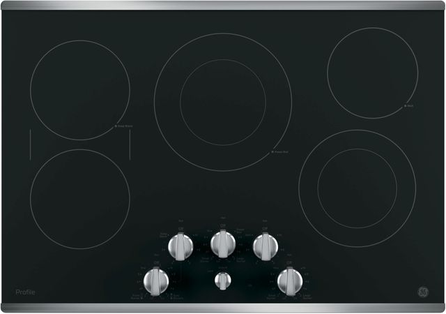 GE Profile™ Series 30" Black with Stainless Steel Electric Cooktop-0