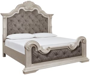 Signature Design by Ashley® Bruchandi Antique White/Gray California King Upholstered Panel Bed