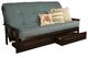 Kodiak Furniture Monterey Linen Aqua/Espresso Queen Storage Futon with Mattress -0