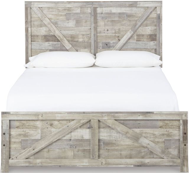 Benchcraft® Hodanna Whitewash Queen Crossbuck Panel Bed-1