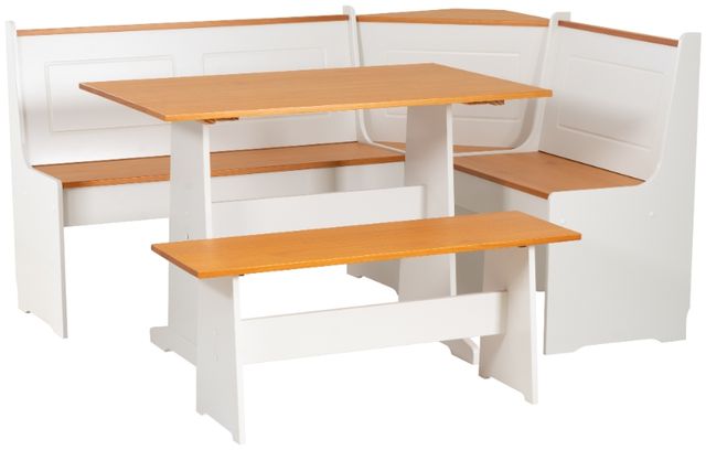 Linon Ardmore 3-Piece Natural/White Nook Dining Set-0