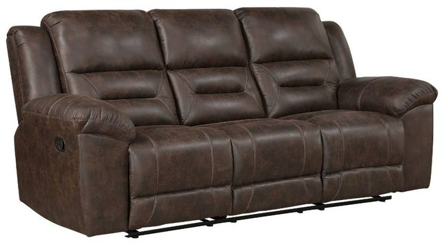 Homelegance® Hazen Dark Brown Double Manual Reclining Sofa-0