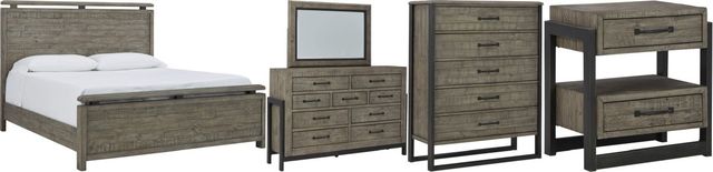 Signature Design by Ashley® Brennagan 5-Piece Gray California King Panel Bed Set-0