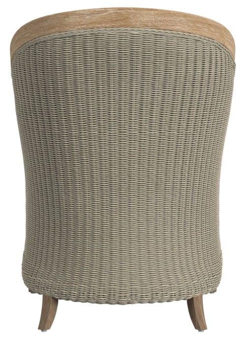 Sunset West Cambria Latte/Natural Teak/Wicker Outdoor Dining Arm Chair with Canvas Canvas Cushion-3