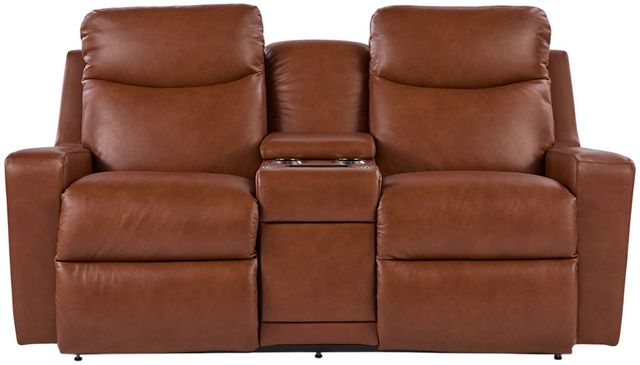 La-Z-Boy® Emmons Oak Leather Manual Reclining Loveseat with Console-1