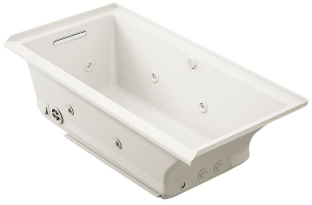 KOHLER® Underscore® Biscuit 60" X 30" Alcove Heated Bubblemassage™ Air Bath with Whirlpool - Left Drain-0