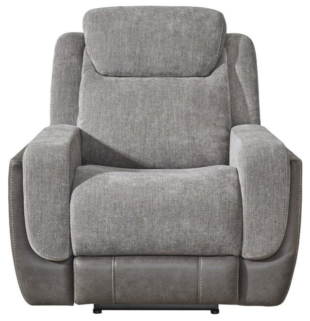 Corinthian Furniture Jenner Charcoal/Gray Power Recliner with Power Headrest -1