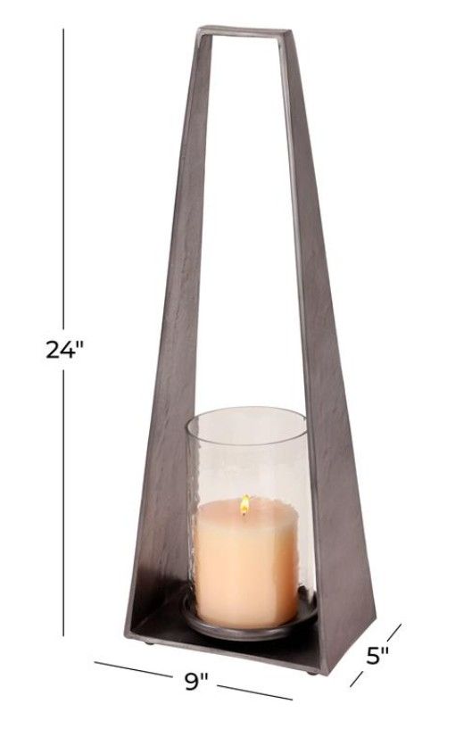 Deco Marche Gray Aluminum Indoor Outdoor Candle Lantern-3