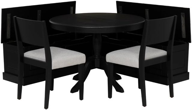 Linon Norah Cosgrove 4-Piece Black/Light Gray Upholstered Nook Dining Set-3