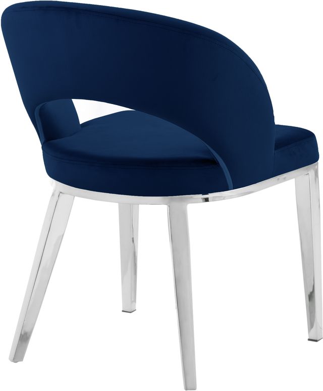 Meridian Furniture Roberto Navy/Chrome Velvet Dining Chair-2