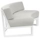 Sunset West Newport Satin White Aluminum Curved Armless Outdoor Loveseat with Cast Silver Cushion-1