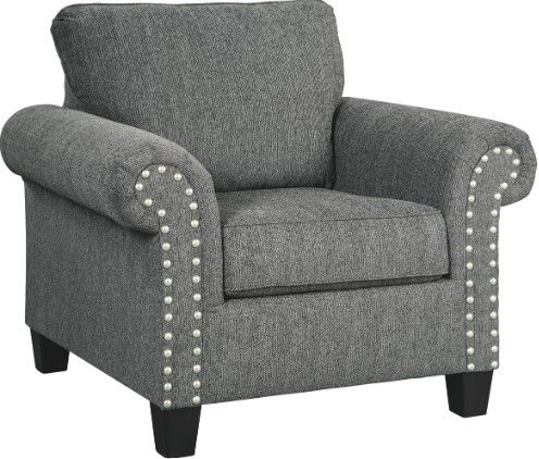 Benchcraft® Agleno 2-Piece Charcoal Chair and Ottoman Set-1