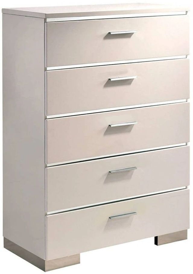 Furniture of America® Malte Chrome/White Chest-0