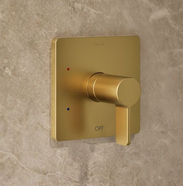 KOHLER® Parallel® Rite-Temp® Vibrant Brushed Moderne Brass 1.75 GPM Shower Trim Kit-3