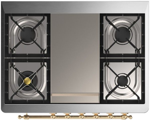 Ilve® Majestic III 36'' Stainless Steel Pro Style Dual Fuel Natural Gas Range with Triple Glass Door and Brass Trim-3