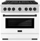 ZLINE Autograph Edition Paramount 36" Satin Stainless Steel Pro Style Dual Fuel Range with White Matte Door and Matte Black Accents-0