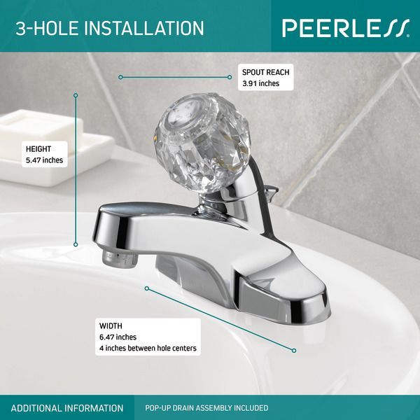 Peerless Core Chrome Single Handle Knob Bathroom Faucet-2