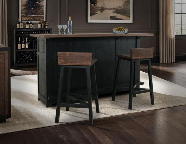International Furniture Direct Pueblo Black/Brown 30" Bar Stool-1
