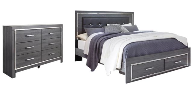 Signature Design by Ashley® Lodanna 2-Piece Gray King Panel Storage Bed Set-0