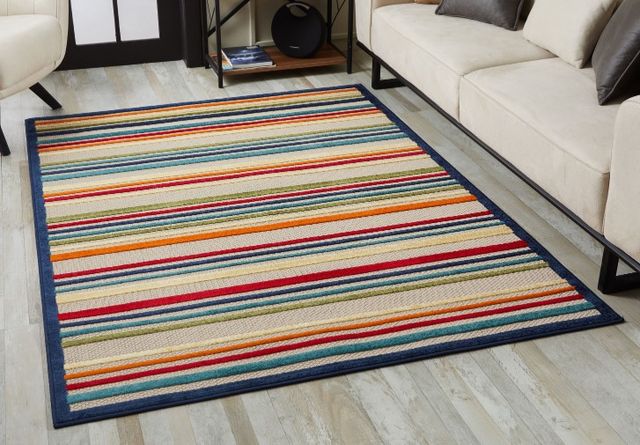 KAS Rugs Calla Ivory/Multi Stripes 5'x7' Area Rug-4