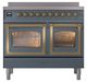 Ilve® Nostalgie II Noblesse 40'' Blue Gray Pro Style Induction Range with Brass Trim-1