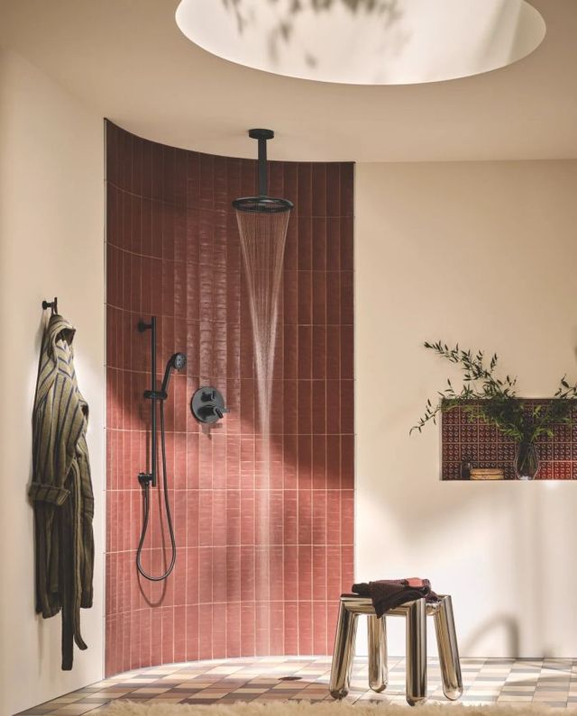 Brizo Roccesco™ Matte Black 12" Ceiling Mount Shower Arm and Flange-3