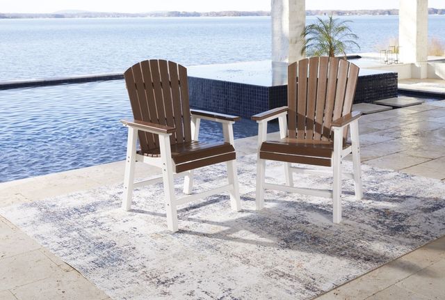 Signature Design by Ashley® Genesis Bay Brown/White Set of 2 Outdoor Dining Arm Chair-3
