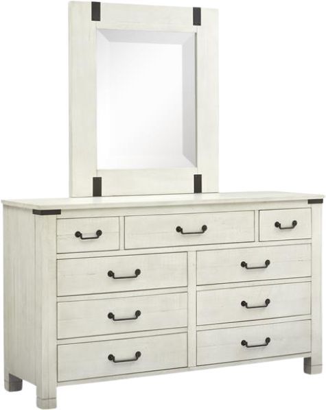 Magnussen Home® Chesters Mill Alabaster Drawer Dresser and Portrait Mirror