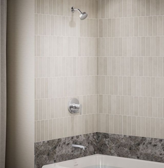 KOHLER® Pitch® Rite-Temp® Polished Chrome 1.75 GPM Bath and Shower Trim Kit with Push-Button Diverter-1