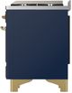 Ilve® Majestic III 40" Midnight Blue Pro Style Dual Fuel Liquid Propane Range with Triple Glass Door and Brass Trim-4