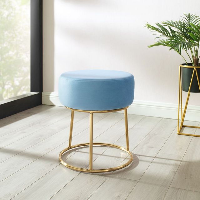 Linon Bardot Blue Vanity Stool -4
