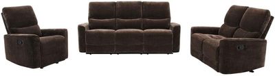 Front view of the Coaster® Navarro 3-Piece Dark Brown Upholstered Reclining Sofa Set