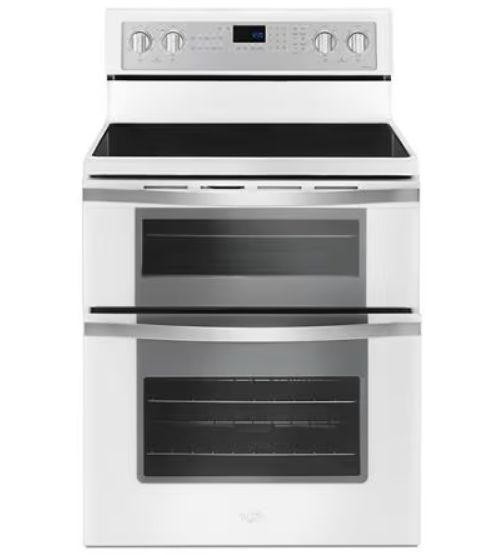 Whirlpool® 30" White Ice Double Oven Freestanding Electric Range-0