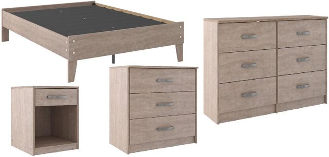 Signature Design by Ashley® Flannia 4-Piece Gray Queen Platform Bed Set-0